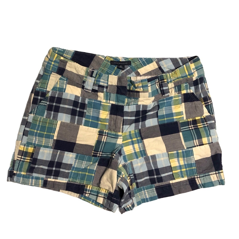 Tommy Hilfiger Patchwork Chino Women’s Cotton Shorts Size‎ 10 navy Colorblock